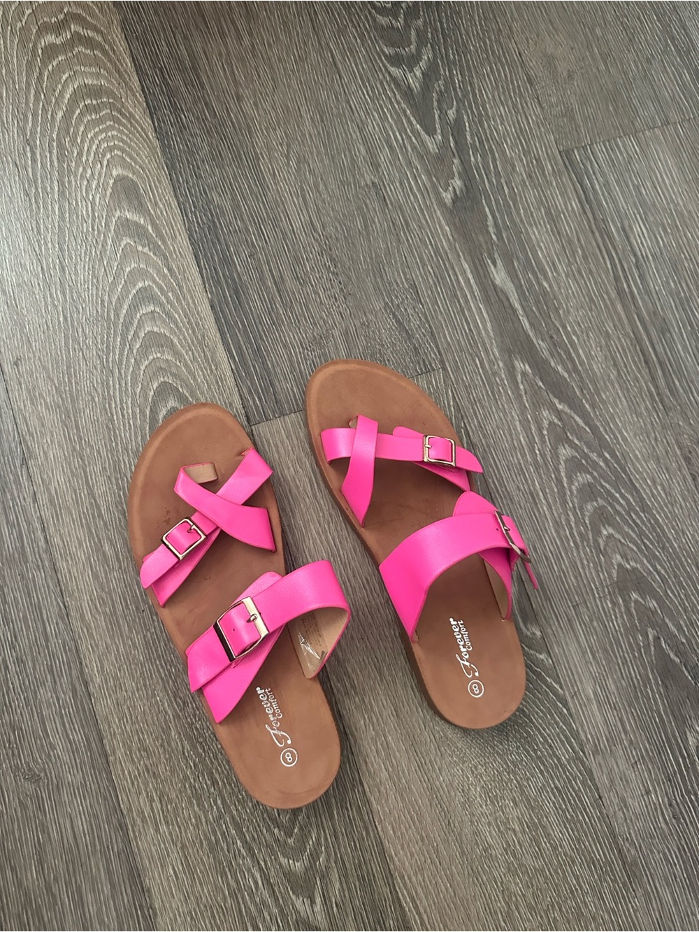 Hot Pink Women's Slide Sandals with Buckle Straps